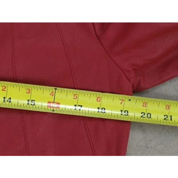 BAGATELLE Red Leather Moto / Jacket Women's Large Full Zip Rear Sunburst Design - Picture 12 of 12